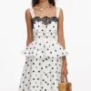 White Polka Dot Linen Midi Dress