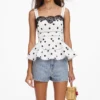 White Polka Dot Linen Top