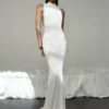 White Racer Back Viscose Knit Maxi Dress White Racer Back Viscose Knit Maxi Dress