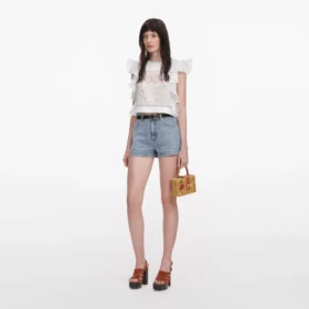 White Ramie Lace Frill Top