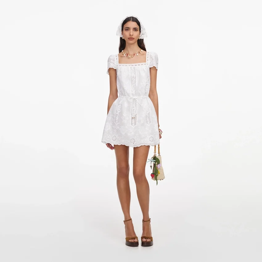 White Ramie Mini Dress White Ramie Mini Dress