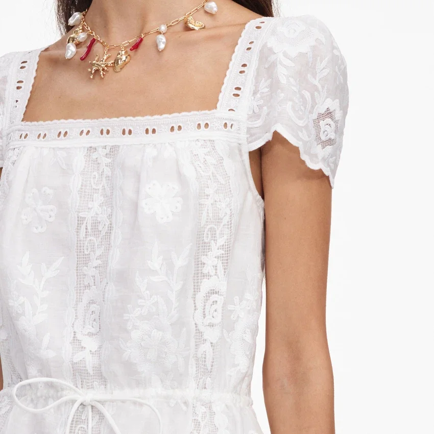 White Ramie Mini Dress White Ramie Mini Dress
