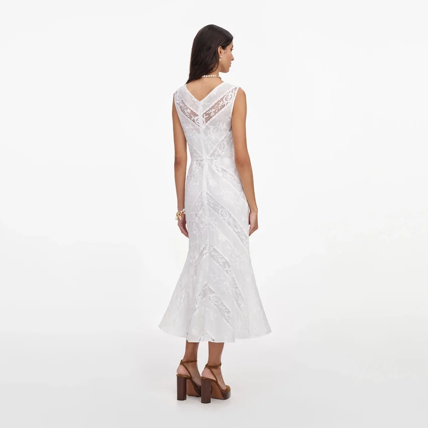 White Ramie Sleeveless Midi Dress White Ramie Sleeveless Midi Dress