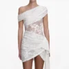 White Rhinestone Lace Tie Side Mini Dress White Rhinestone Lace Tie Side Mini Dress