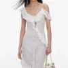 White Ruffle Knit Maxi Dress White Ruffle Knit Maxi Dress