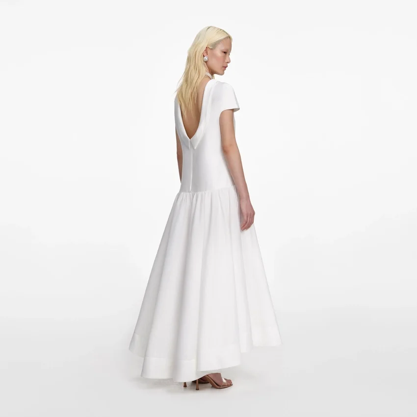 White Satin Ramie Midi Dress White Satin Ramie Midi Dress