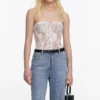 White Sequin Lace Bandeau Top