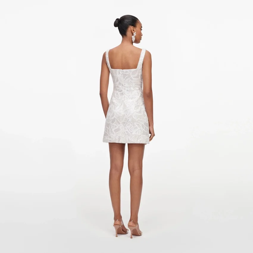 White Sequin Lace Mini Dress White Sequin Lace Mini Dress
