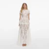 White Sequin Lace Tiered Maxi Dress White Sequin Lace Tiered Maxi Dress