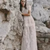 White Sequin Lace Tiered Maxi Dress White Sequin Lace Tiered Maxi Dress