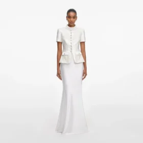 White Sequin Tailored Maxi Dress
