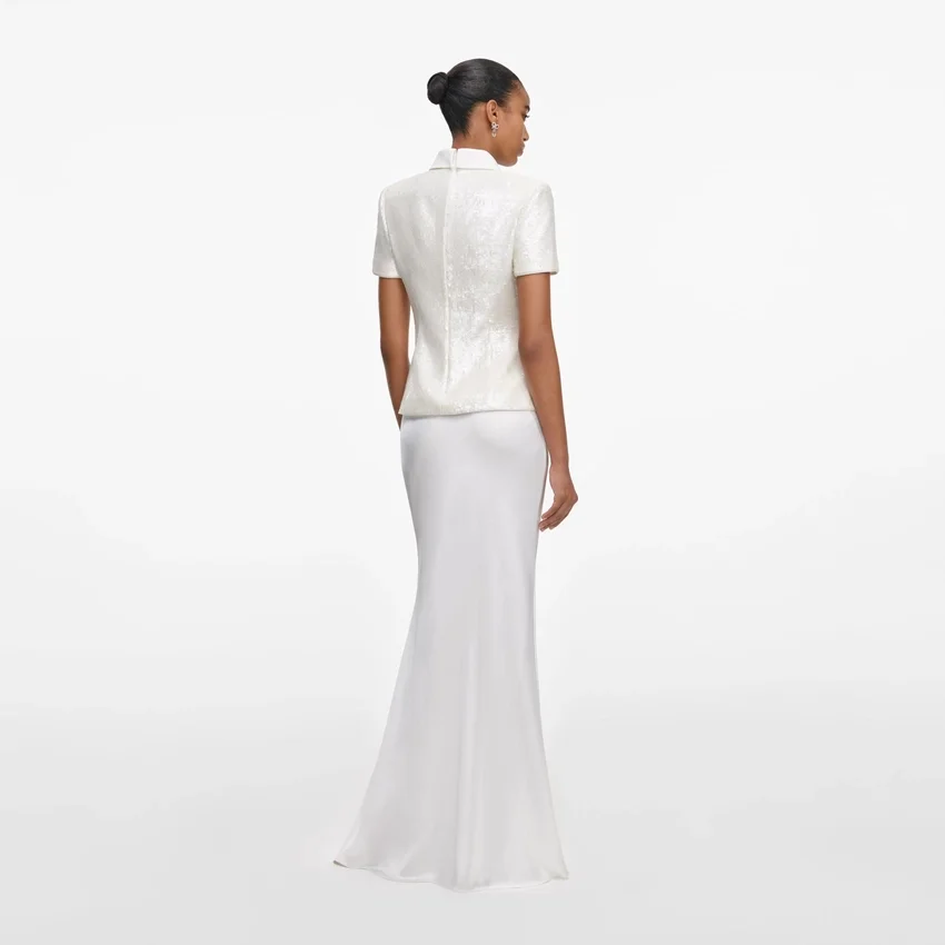 White Sequin Tailored Maxi Dress White Sequin Tailored Maxi Dress
