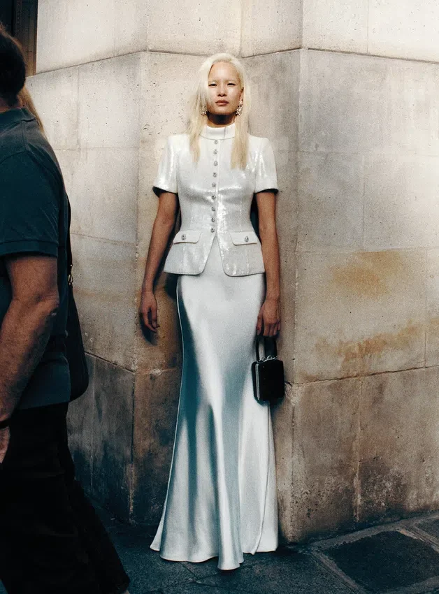 White Sequin Tailored Maxi Dress White Sequin Tailored Maxi Dress