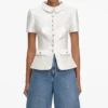 White Sequin Tailored Top