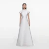 White Taffeta Collared Maxi Dress White Taffeta Collared Maxi Dress