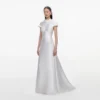 White Taffeta Collared Maxi Dress White Taffeta Collared Maxi Dress