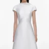 White Taffeta Collared Maxi Dress White Taffeta Collared Maxi Dress