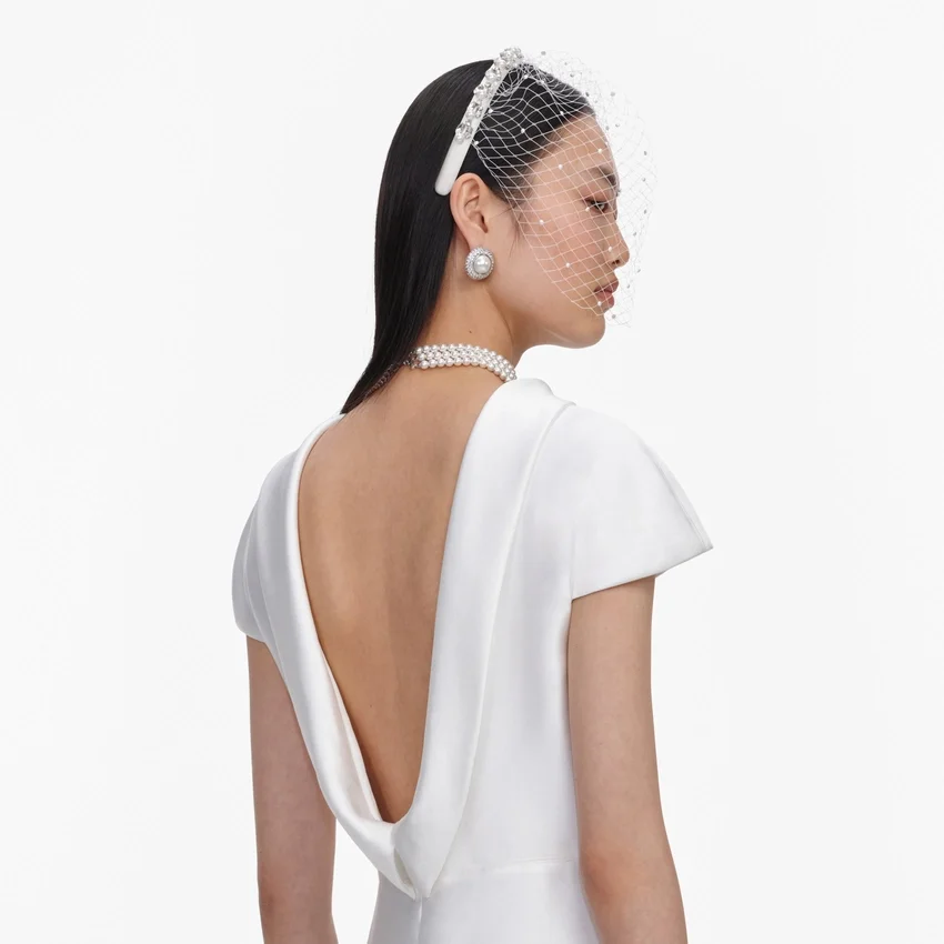 White Taffeta Collared Maxi Dress White Taffeta Collared Maxi Dress