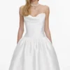 White Taffeta Strapless Midi Dress White Taffeta Strapless Midi Dress