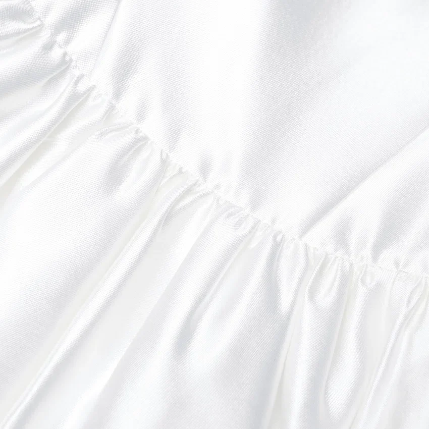 White Taffeta Strapless Midi Dress White Taffeta Strapless Midi Dress