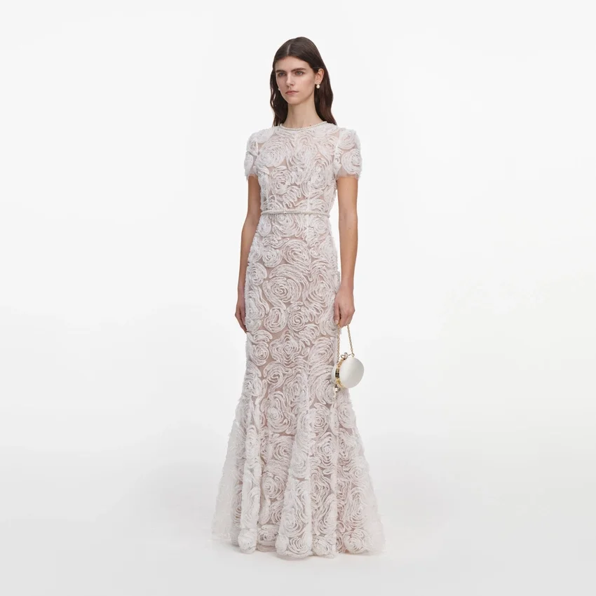 White Tulle Lace Maxi Dress White Tulle Lace Maxi Dress