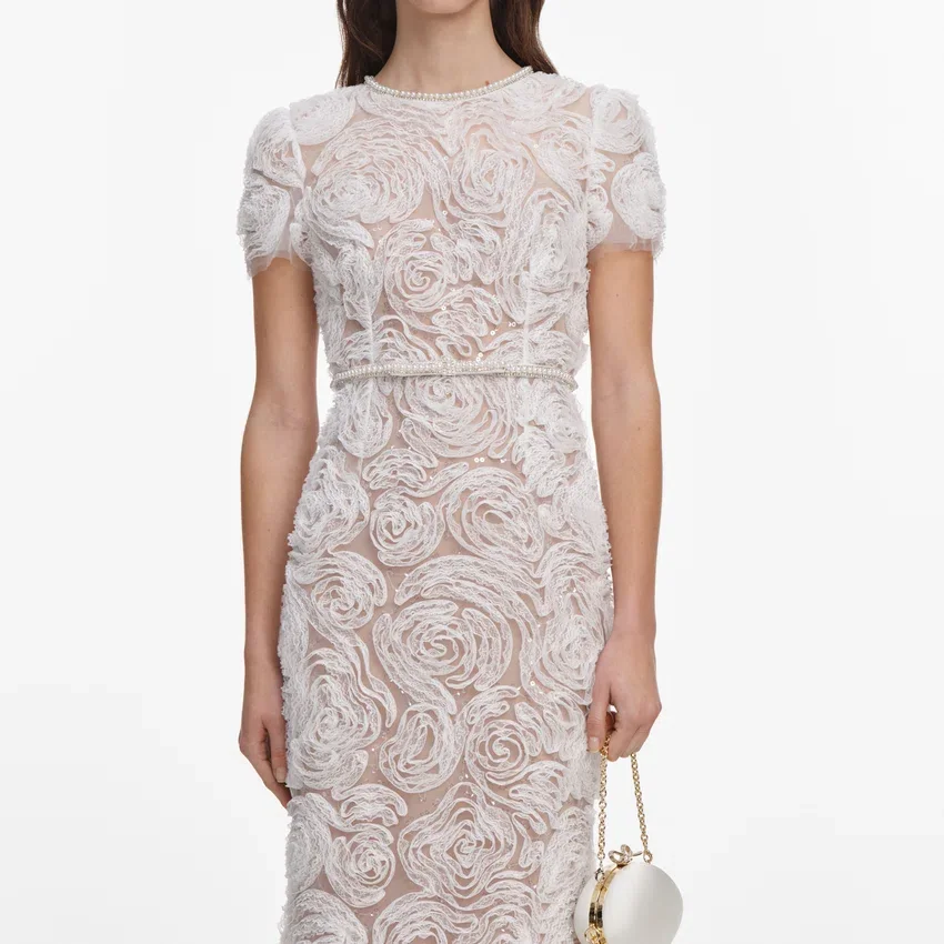 White Tulle Lace Maxi Dress White Tulle Lace Maxi Dress