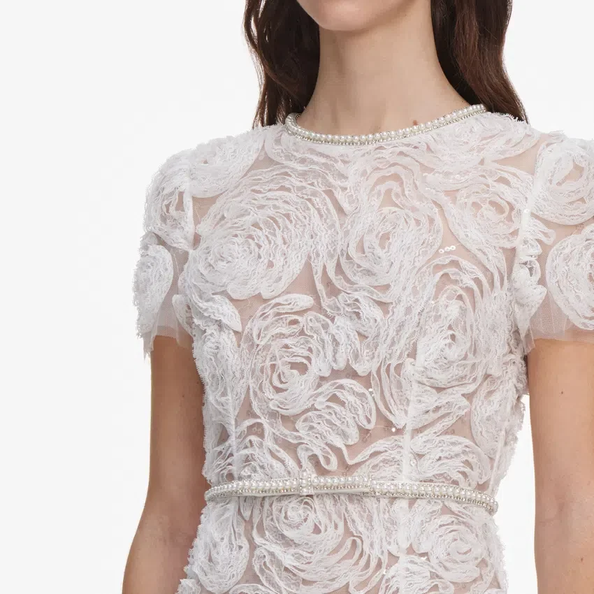White Tulle Lace Maxi Dress White Tulle Lace Maxi Dress