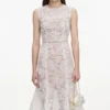 White Tulle Lace Midi Dress White Tulle Lace Midi Dress