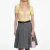 Yellow Contrast Lace Knit Top