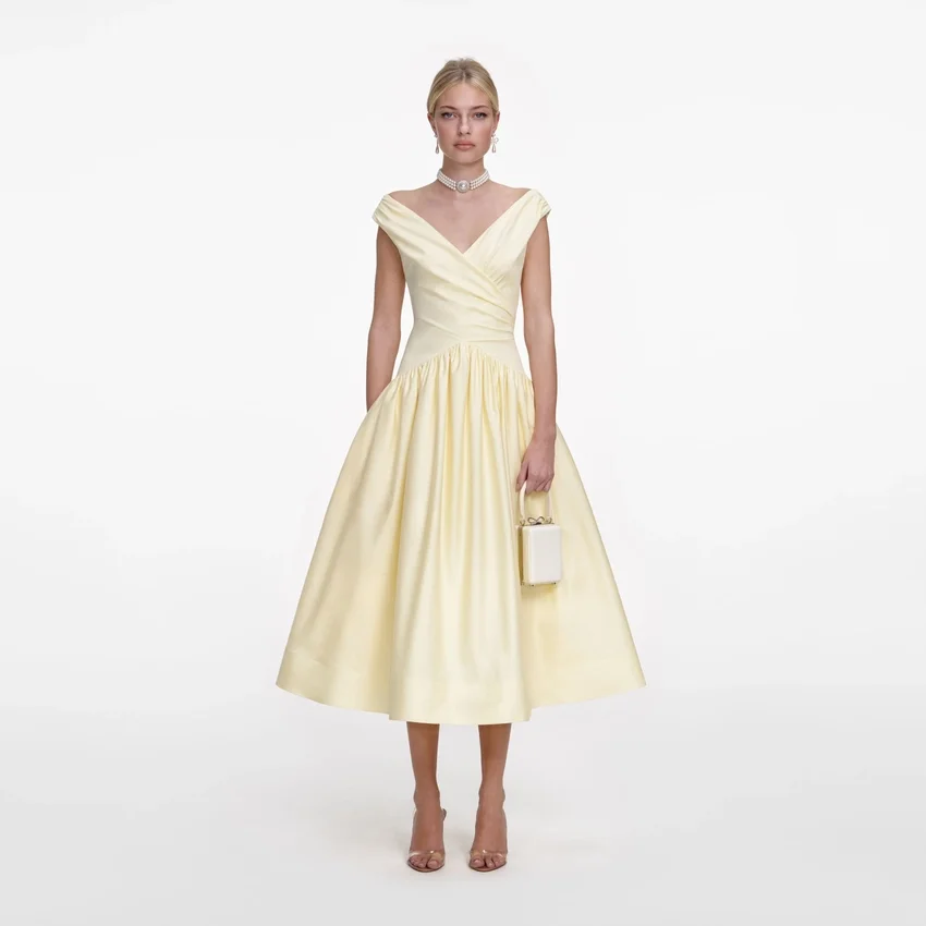 Yellow Cotton Midi Dress Yellow Cotton Midi Dress