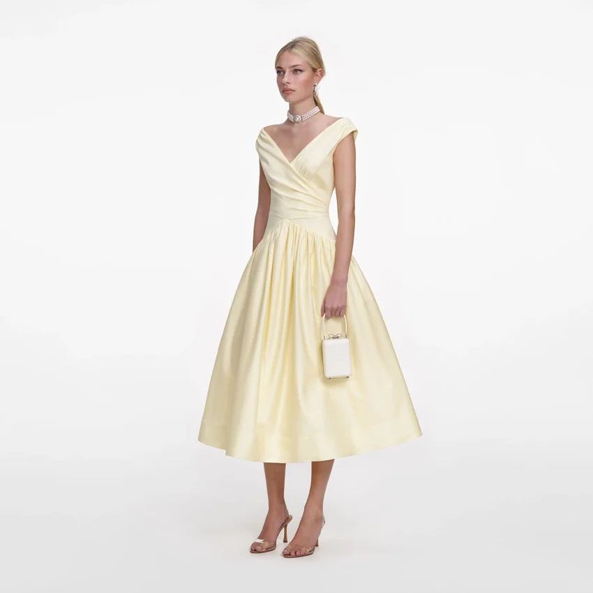 Yellow Cotton Midi Dress Yellow Cotton Midi Dress