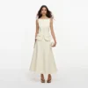 Yellow Crepe Peplum Midi Dress Yellow Crepe Peplum Midi Dress