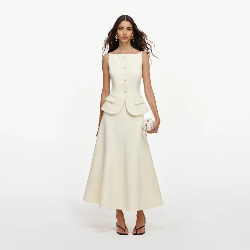 Yellow Crepe Peplum Midi Dress Yellow Crepe Peplum Midi Dress
