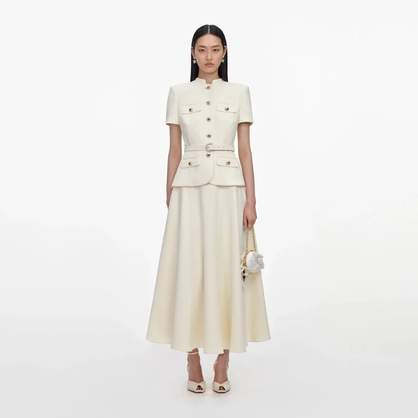 Yellow Crepe Tailored Midi Dress Yellow Crepe Tailored Midi Dress
