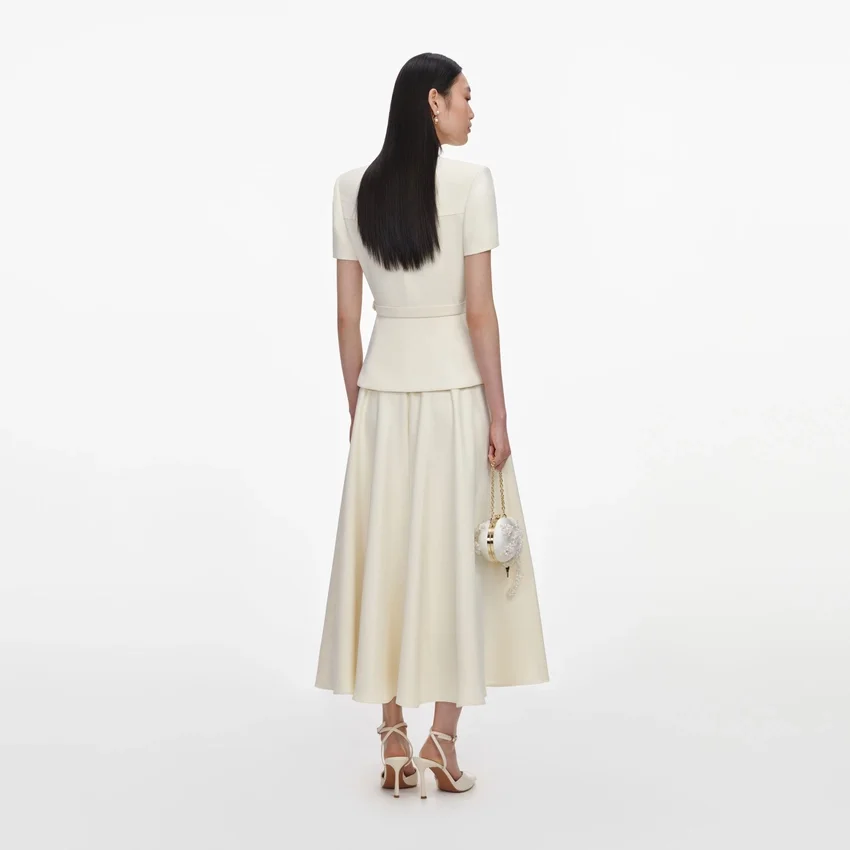 Yellow Crepe Tailored Midi Dress Yellow Crepe Tailored Midi Dress