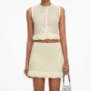 Yellow Crochet Flower Knit Mini Skirt