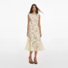 Yellow Crochet Lace Midi Dress