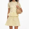 Yellow Floral Crochet Mini Dress