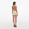 Yellow Floral Linen Shorts