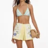 Yellow Floral Linen Shorts