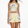 Yellow Floral Linen Top