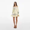 Yellow Floral Organza Ruffle Mini Dress