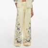 Yellow Floral Organza Trousers