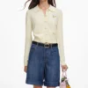 Yellow Flower Embroidered Knit Cardigan