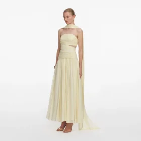 Yellow Georgette Scarf Midi Dress