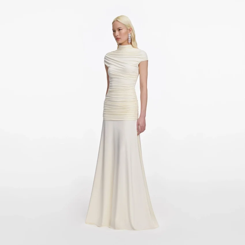Yellow Jersey Draped Maxi Dress Yellow Jersey Draped Maxi Dress