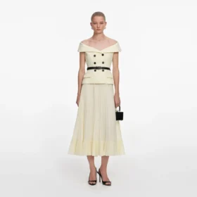 Yellow Lace Chiffon Midi Dress
