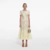 Yellow Lace Embellished Midi Dress