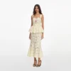 Yellow Lace Peplum Midi Dress