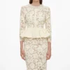 Yellow Lace Peplum Midi Dress